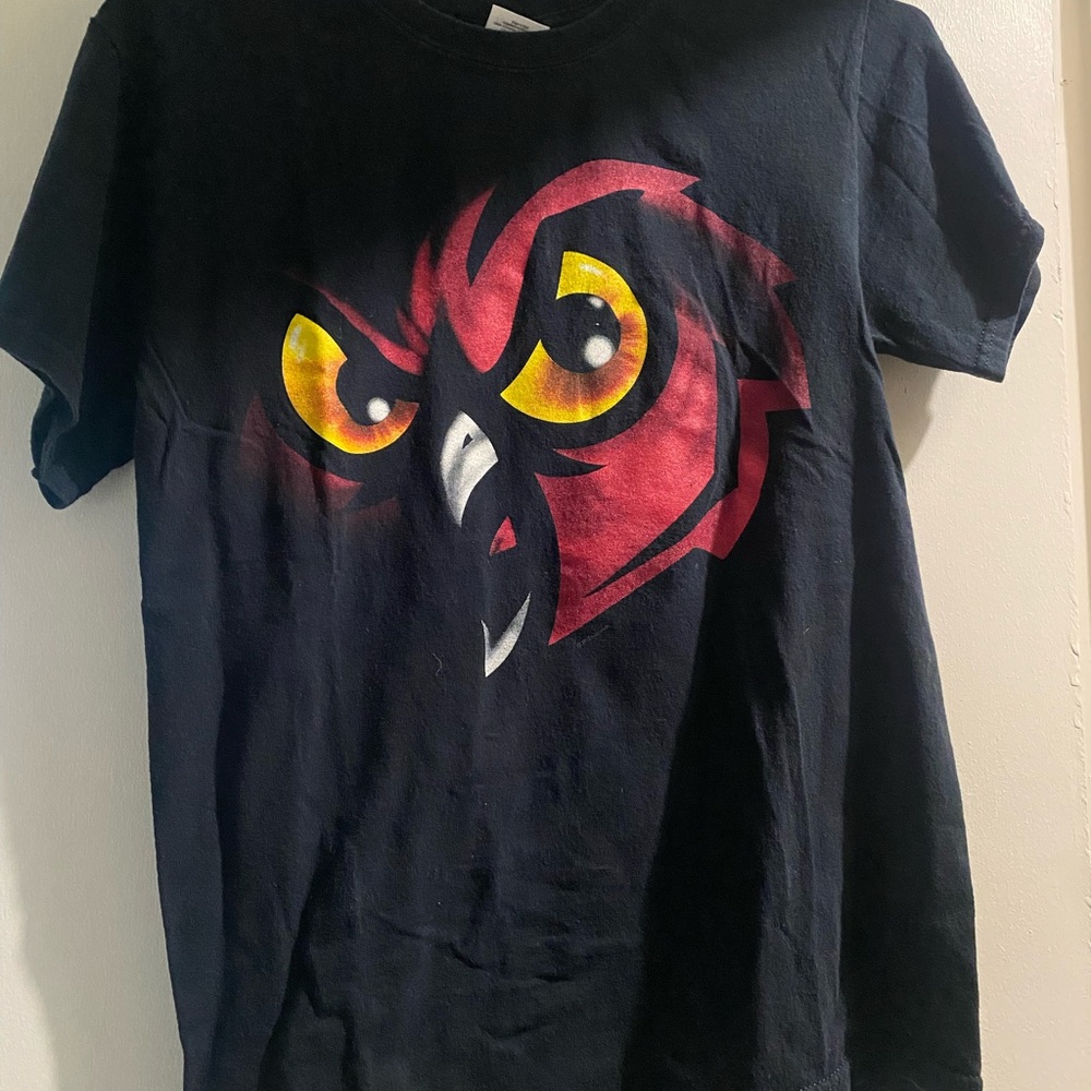 Temple University T-Shirt with Red and Yellow Owl Design